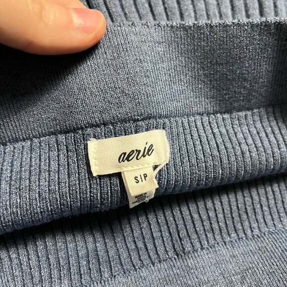 Aerie High Rise Ribbed Knit Stretch Mini Skirt Blue NWT Women’s Size S - Picture 5 of 8